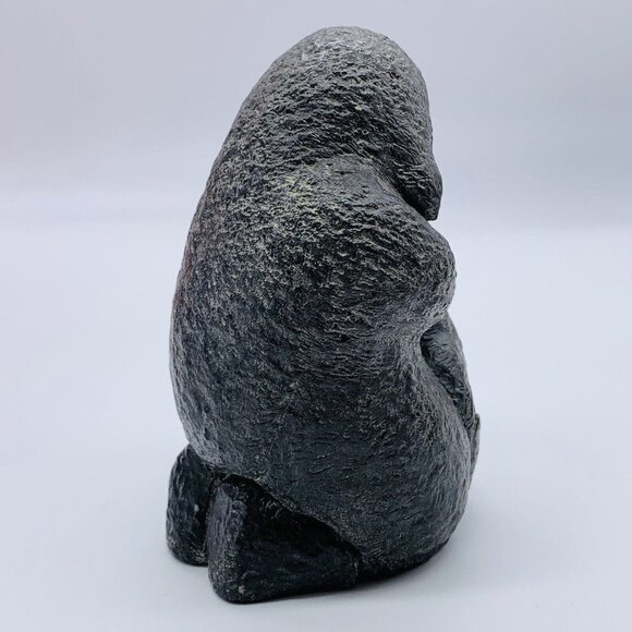 Wolf Original Canada The Wolf Sculptures Soapstone Eskimo With Fish 4.5”T 2.5”W - Picture 2 of 5